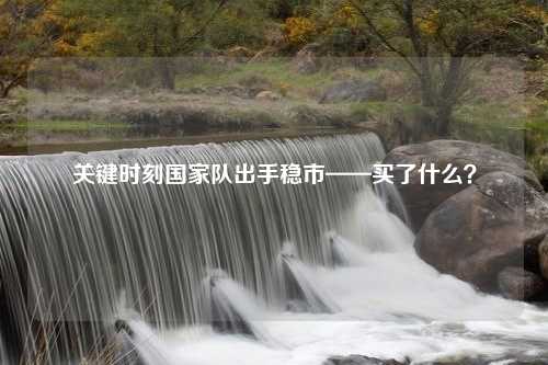 关键时刻国家队出手稳市——买了什么？